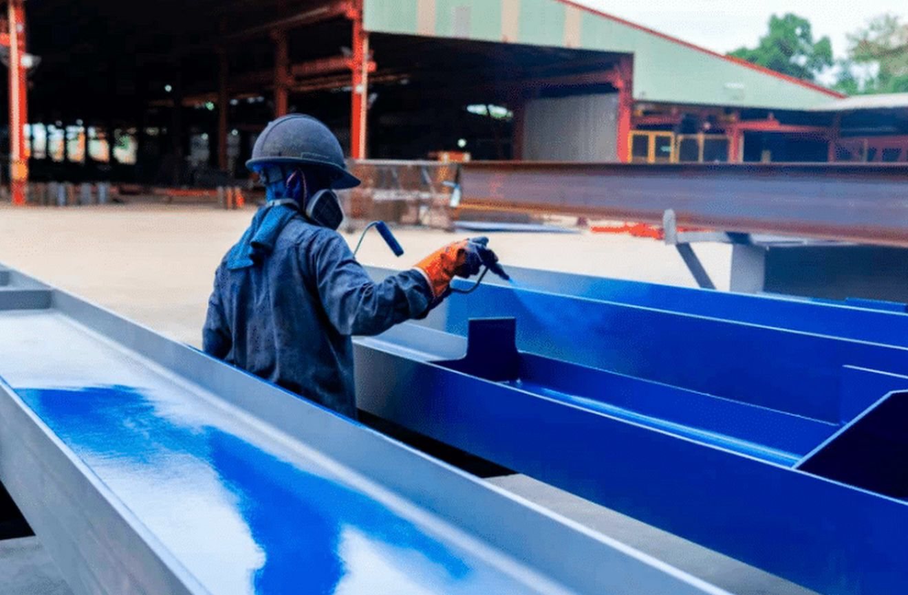 Painting steel beam